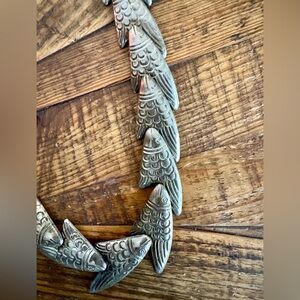 Vintage Handcrafted silver fish Beaded Necklace adorable!